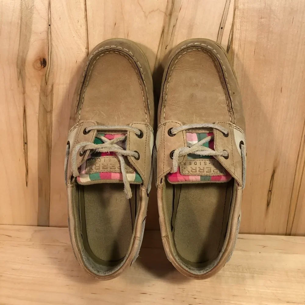 Sperry Top Sider Blue Fish Leather Boat Shoes Girl’s Size 3.5M